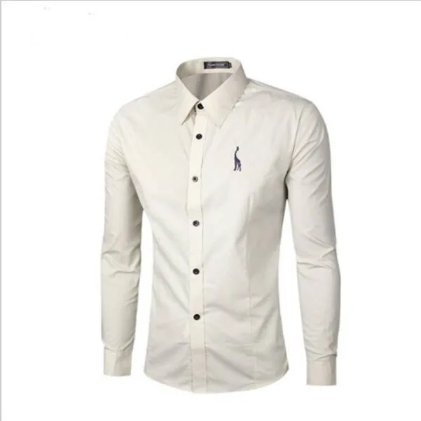 XIPENG Новая мужская рубашка с длинным рукавом Chemise Homme Модные Дизайнерские Мужские приталенные Рубашки повседневные рубашки на пуговицах M-XXXL - Цвет: Beige