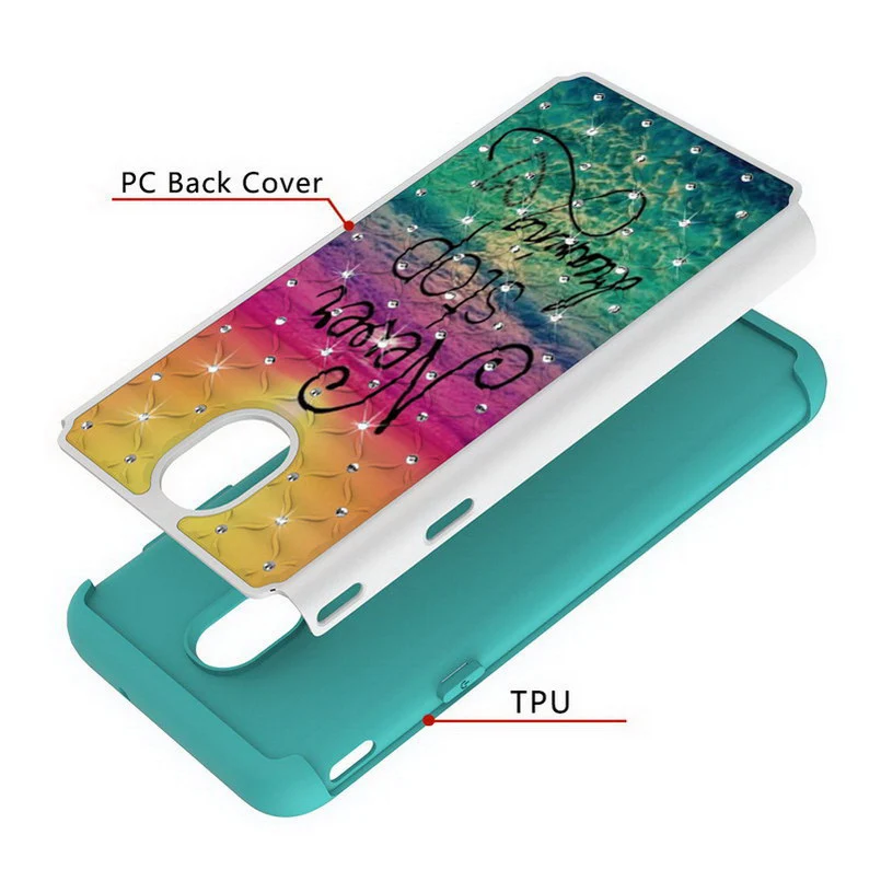 Case for Samsung Galaxy J7 2018 US Version Painted PC and TPU Bling Glitter Diamond Cover for Samsung J7 2018 US Version Funda  2