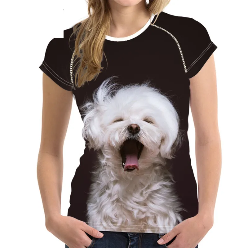

Lovely 3D Maltese Dog Women Summer Short T Shirts Fashion Brand Fitness T-shirts Streatwear Harajuku Tees Clothes
