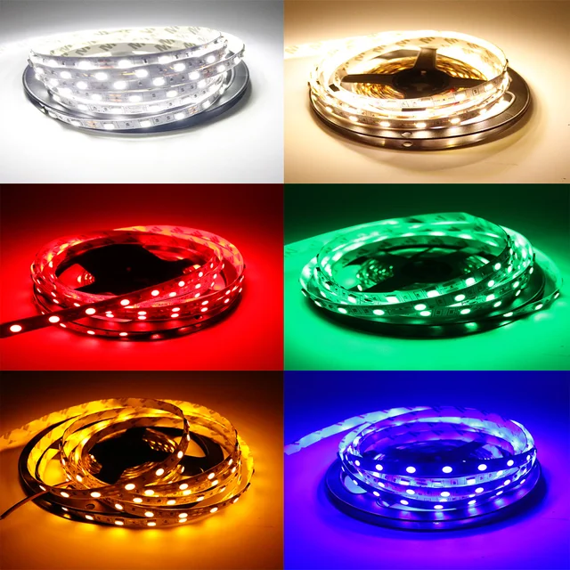 LED Strip SMD 5050 RGB Waterproof 5M 300LED DC 12V Pink Blue Red Green Fita LED Light Strips Flexible Neon Tape Luz Monochrome