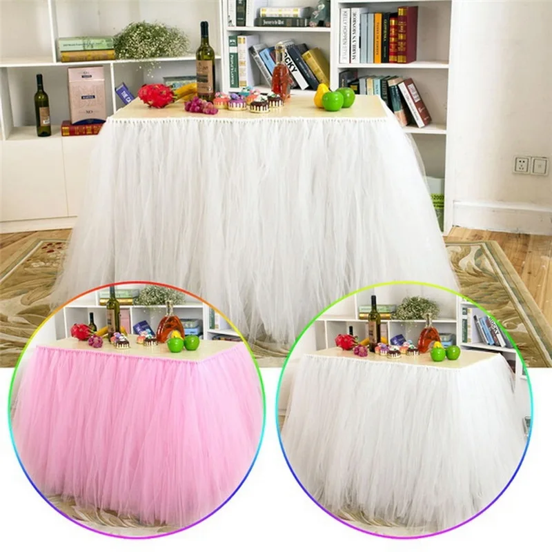 

15cm x 25yard DIY Table Skirting Customize Handmade Tulle Tutu Table Skirt Birthday Party Wedding Decoration Home Textile