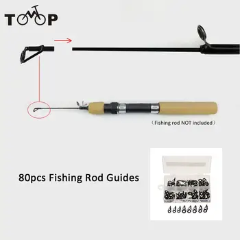

For Repair / Making Rod Building / Line Guides with Box SET Mixed 80 x Fishing Rod Guides Tips Fishing Casting Rod Guides Black