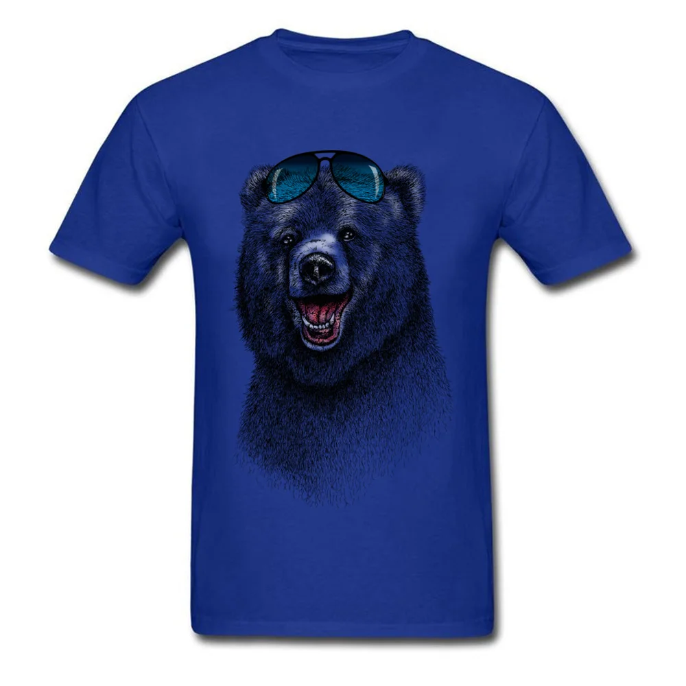 The Happiest Bear Crew Neck T Shirt Summer Tops & Tees Short Sleeve Dominant Cotton Fabric Summer Tees Camisa Man The Happiest Bear blue