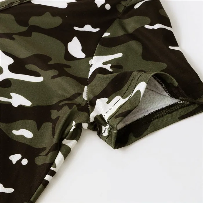 Camouflage V Neck Short Sleeve Dress