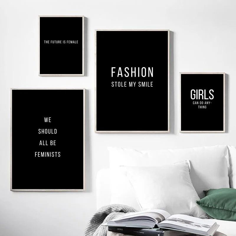 Us 3 08 44 Off Black White Feminism Slogan Quotes Nordic Posters And Prints Wall Art Canvas Painting Salon Wall Pictures For Living Room Decor In