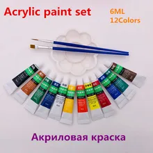 6 ML 12 Color Acrylic Nail Kit Paints 3D Fingernail Art Designs Tips Paint Tools Ongle Nail Varnish Offer Brushes And Palette fashionable oumaxi 12 colors acrylic nail paints for 3d nail art drawings and designs