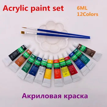 

6 ML 12 Color Acrylic Nail Kit Paints 3D Fingernail Art Designs Tips Paint Tools Ongle Nail Varnish Offer Brushes And Palette