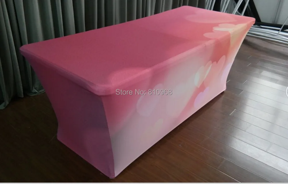 

Stretch Fabric Table Cover 8 foot Custom Printed Full Color Dye Sublimation, Exhibition table clothes