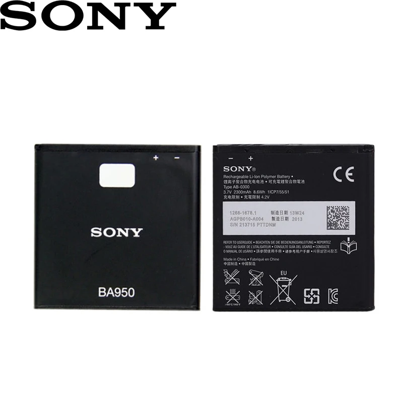 

SONY 100% Original BA950 2300mAh For SONY Xperia ZR SO-04E M36h C5502 C5503 AB-0300 Phone High quality battery