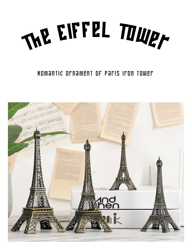 8cm-18cm Vintage Metal Paris Eiffe Iron Tower Bronze Style Figurines Craft Retro Antique Model Home Desk Decor Ornament Gift