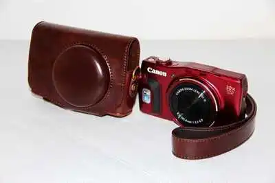 Чехол-сумка для камеры из искусственной кожи для Canon SX720 SX700 HS SX710 HS SX700HS SX710HS с плечевым ремнем Чехол для цифровой камеры - Цвет: Coffee