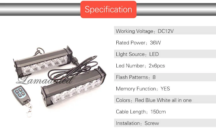 Красный, белый, синий, 3 цвета в одном пульте дистанционного управления, 2x6led, автомобильная решетка, стробоскоп, светильник s bar, беспроводной, автомобильный, вспышка, Дневной светильник