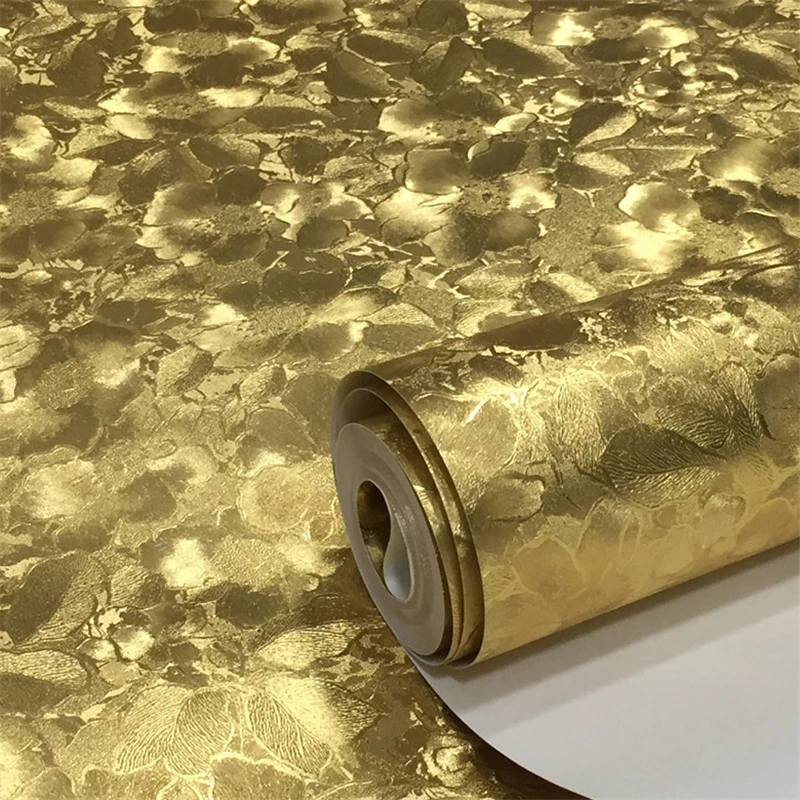 Buy beibehang New pvc waterproof embossed gold foil