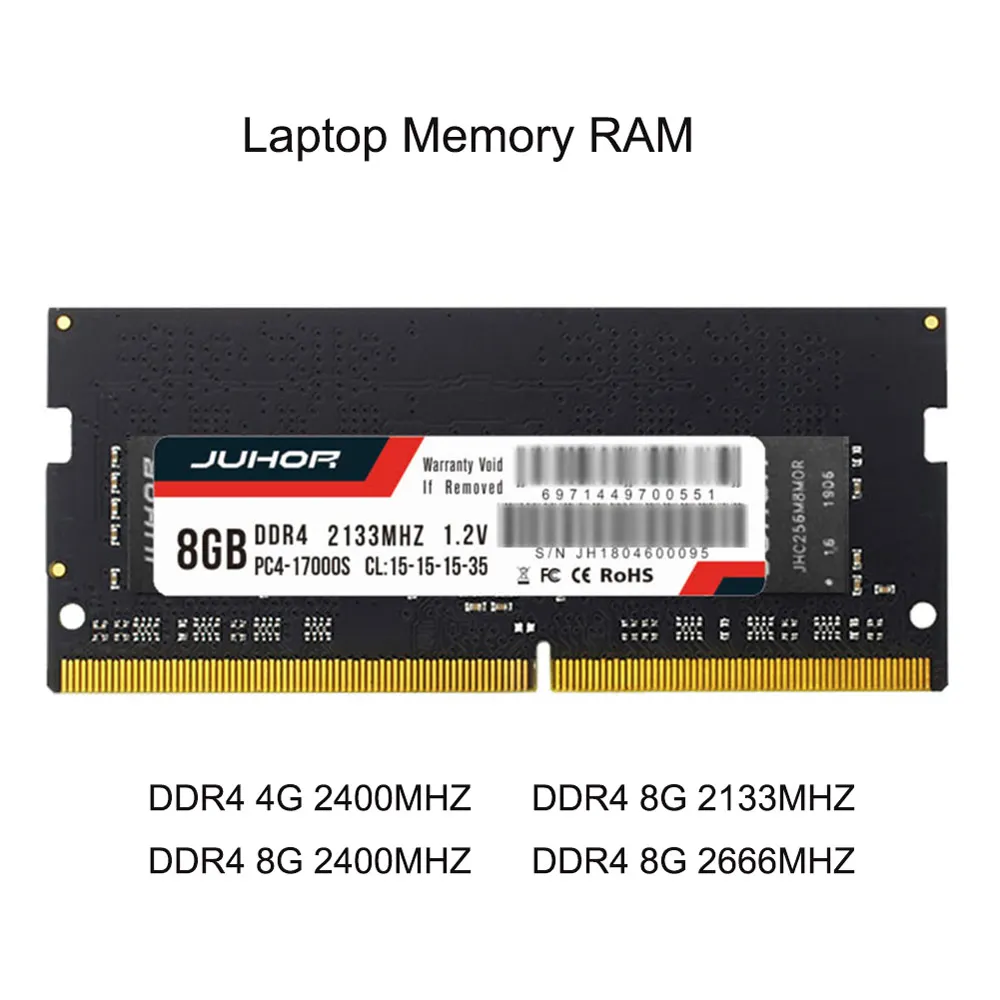 JuHor DDR4 DDR3 DDR3L, объемом памяти 4 ГБ/8 ГБ 1600/2400/2666/2133 МГц Тип интерфейса 260pin напряжение памяти 1,2 V оперативной памяти для ноутбука Тетрадь