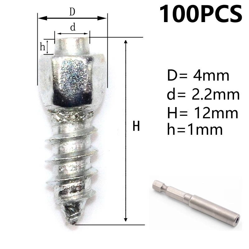 100 шт. автомобильные шины шпильки Винт снег шипы колеса шины цепи для снега шпильки для обуви ATV автомобиль мотоцикл шины зимние аксессуары