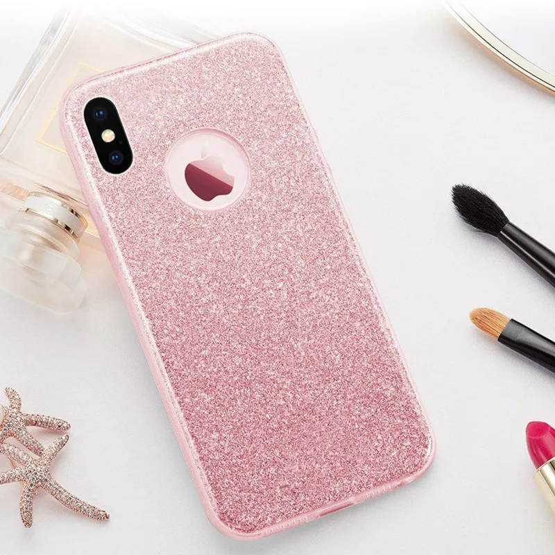 Роскошный Жесткий Чехол для iPhone X 6 6s 7 8 Plus 3 в 1 с блестящими картами и прозрачными