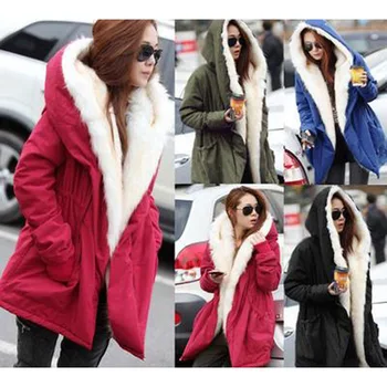 

Hot sale 2020 Winter warm Jacket Women Hooded Large Fur Collar Cotton Padded Coats Female Slim parka Overcoat S-XL