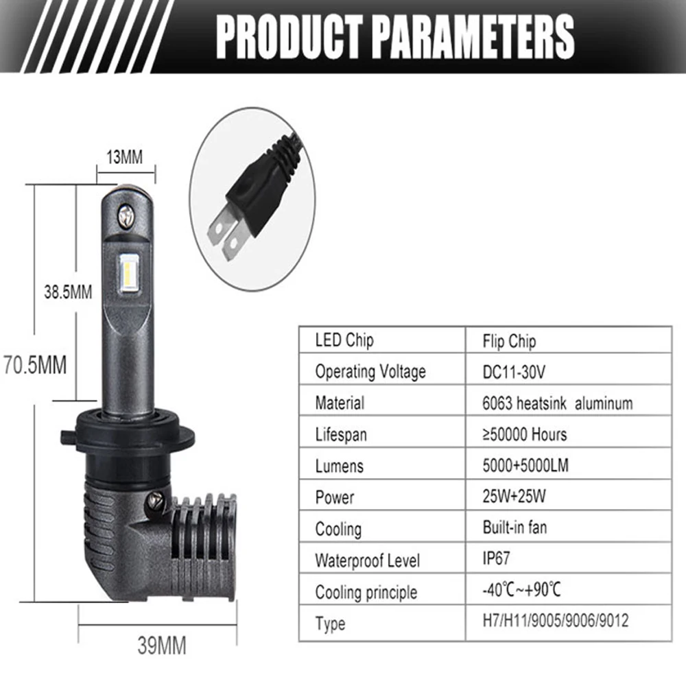 AcooSun h7 H11 led автомобилей головной светильник s 9005 9006 9012 HB3 HB4 лампы 10000LM 6000K 12V 50W для