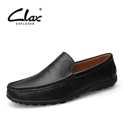 Clax Для мужчин кожа Лоферы для женщин дизайнер 2018 Для мужчин мужские мокасины Пояса из натуральной кожи черный мужской обуви платье слипоны