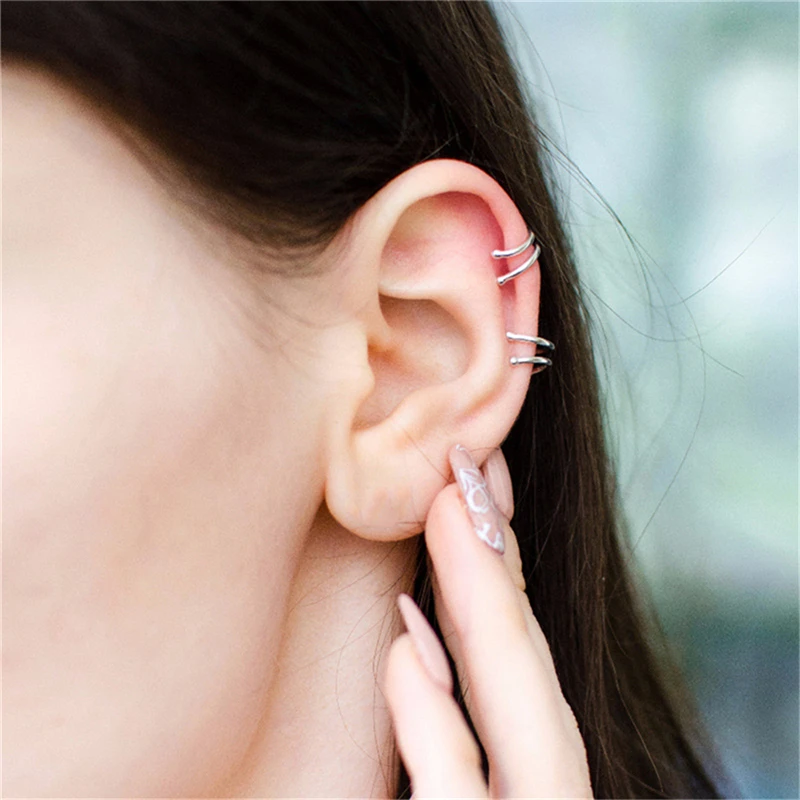

Fashion 925 Sterling Silver Clip Earrings Punk Minimalist U-shape Earring Without Piercing Vintage Fine Jewelry For Unisex