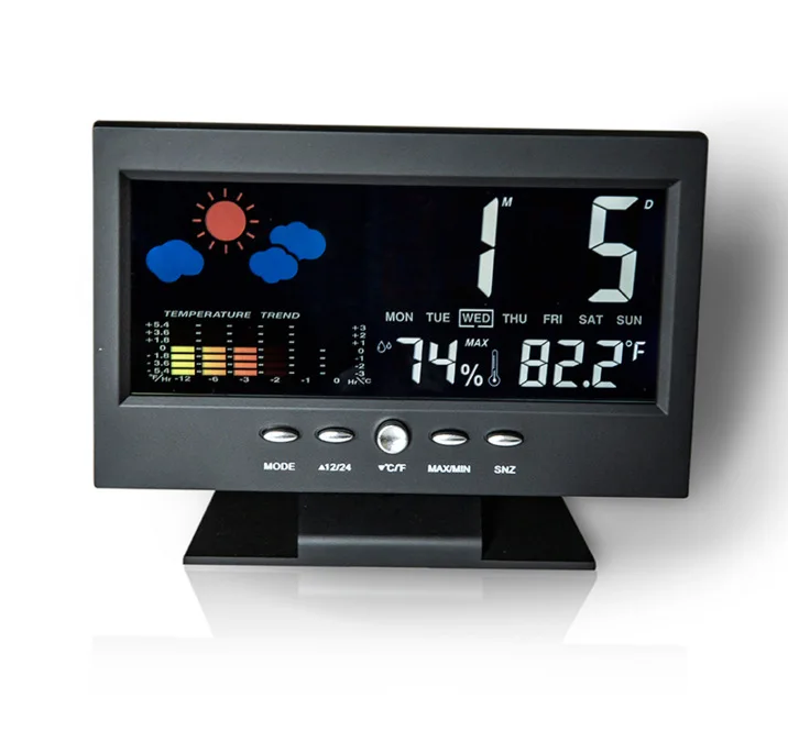 

8082T Digital Thermometer Hygrometer Weather Station Alarm Clock Temperature Gauge Colorful LCD Calendar Backlight Timers Car