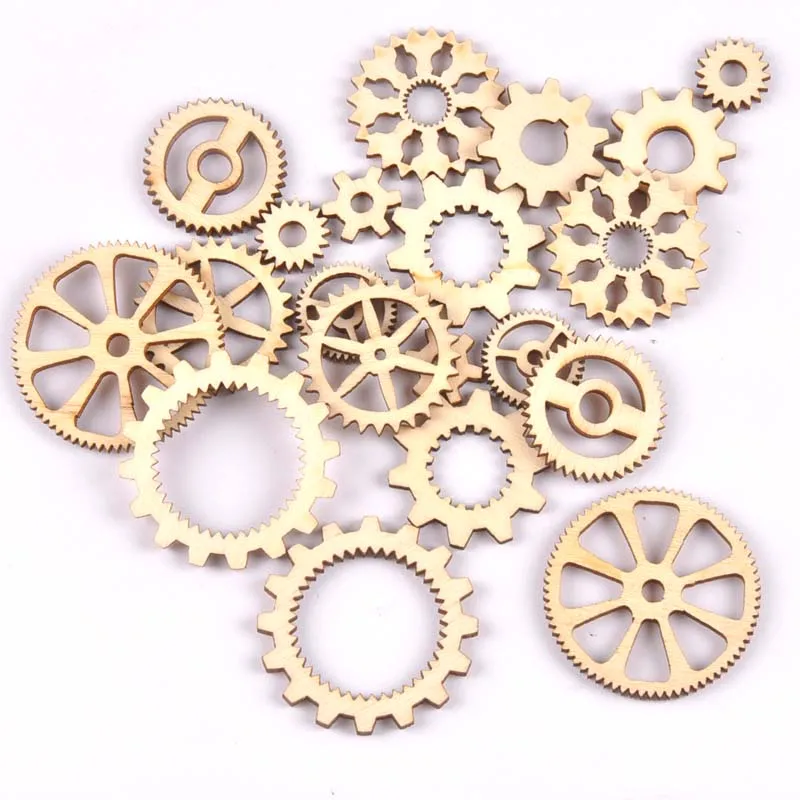 

20Pcs mixed wheel gear Wooden Scrapbooking Craft for Embellishments Handmade Diy handicraft Decor 13-40mm MT1816