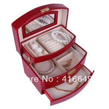 europe princess faux suede casket jewelry packaging large size three tier storage box hotsale freeshipping