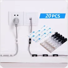20Pcs Bag Cable Drop Clip Desk Tidy Organiser Wire Cord Lead USB Charger Cord Holder Organizer