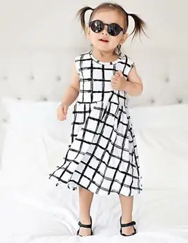 

Girls dress kids clothes children clothing plaid princess girl dresses 1-5T sylvia sis