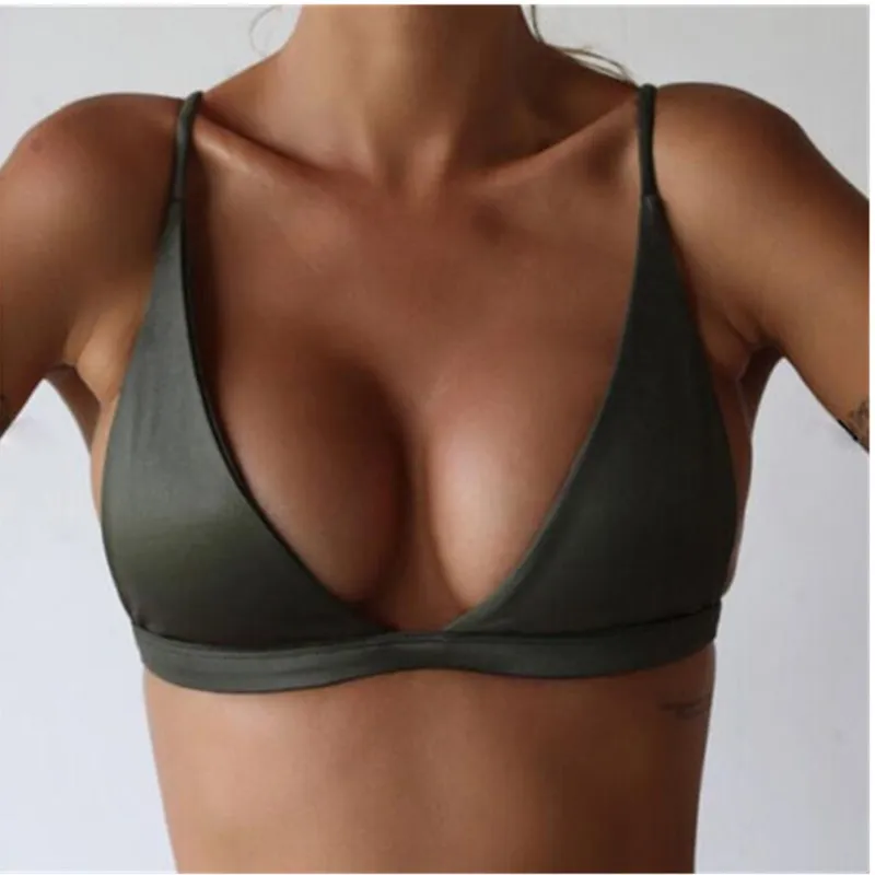 Новейший стиль сексуальные женские милые девушки Push обивка тонкие ленты Топ слитный купальник, бикини пляжная одежда только Топ один бюстгальтер