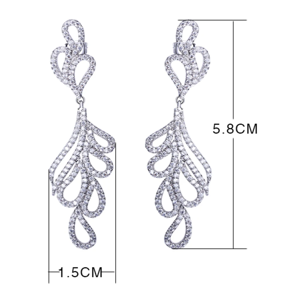Earrings for dinner statement oorbellen aretes pendientes jewellery accesorios mujer Long Cubic Zirconia Bridal Wedding earring