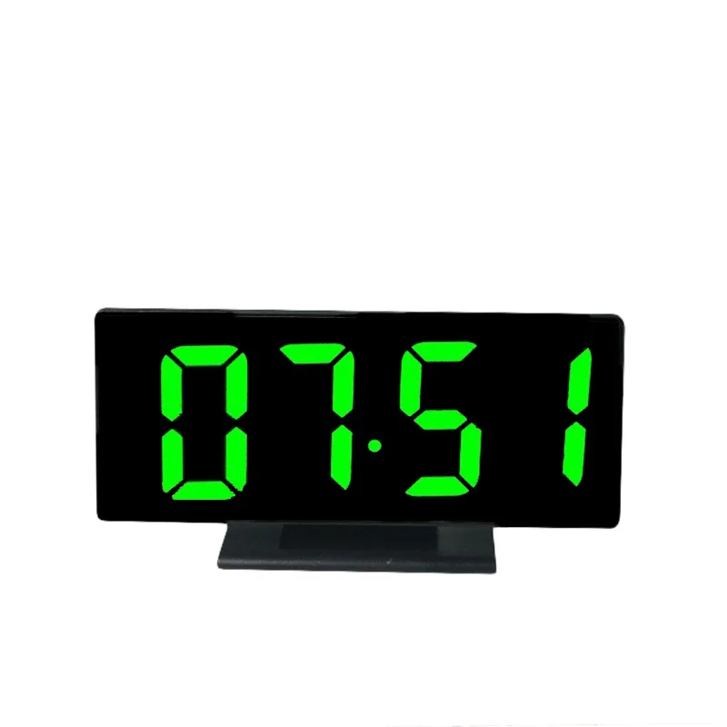 USB цифровой будильник светодиодный зеркальный часы Многофункциональный Повтор дисплей время ночной светодиодная подсветка настольное зеркало часы - Цвет: C