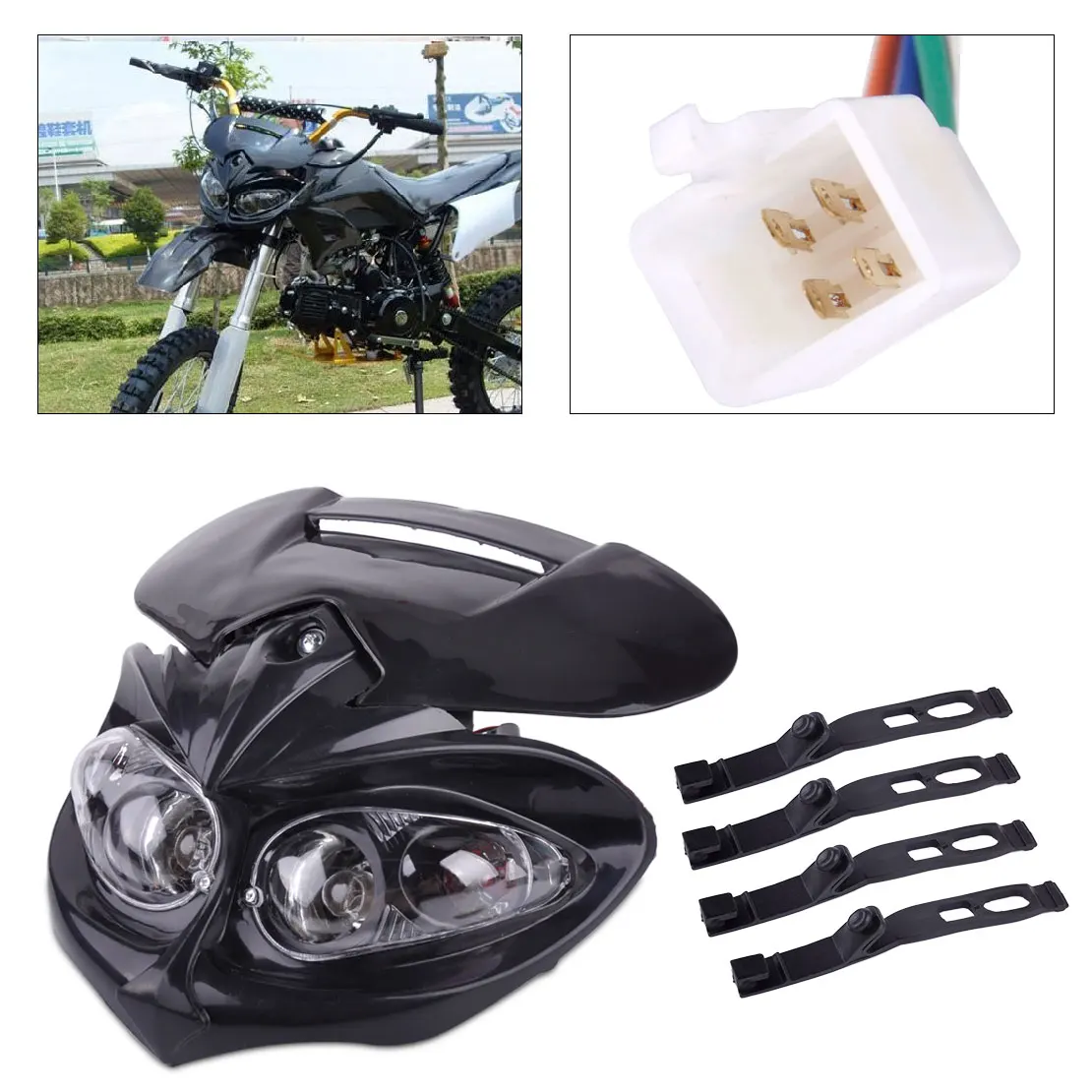 

CITALL Motorcycle Front Head Dual Sport Light Lamp Fairing with Mounting Strap for Street Fighter Off-road and Street Ran
