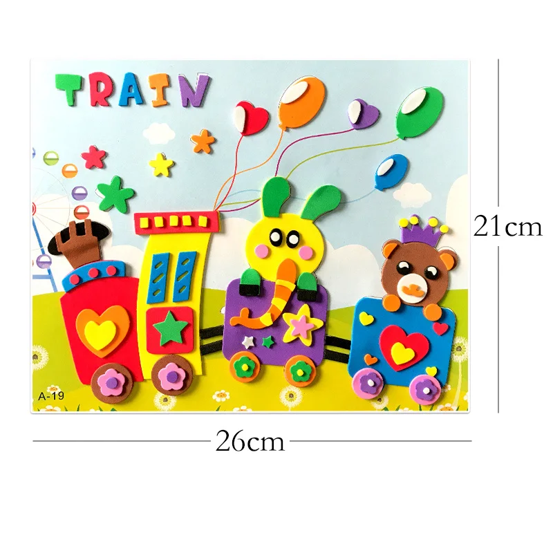 

5Pcs Handmade 3D Children DIY Foam Mosaic Stickers Art EVA Cartoon Crystal 3D Sticker Creative Educational Toys For Kids