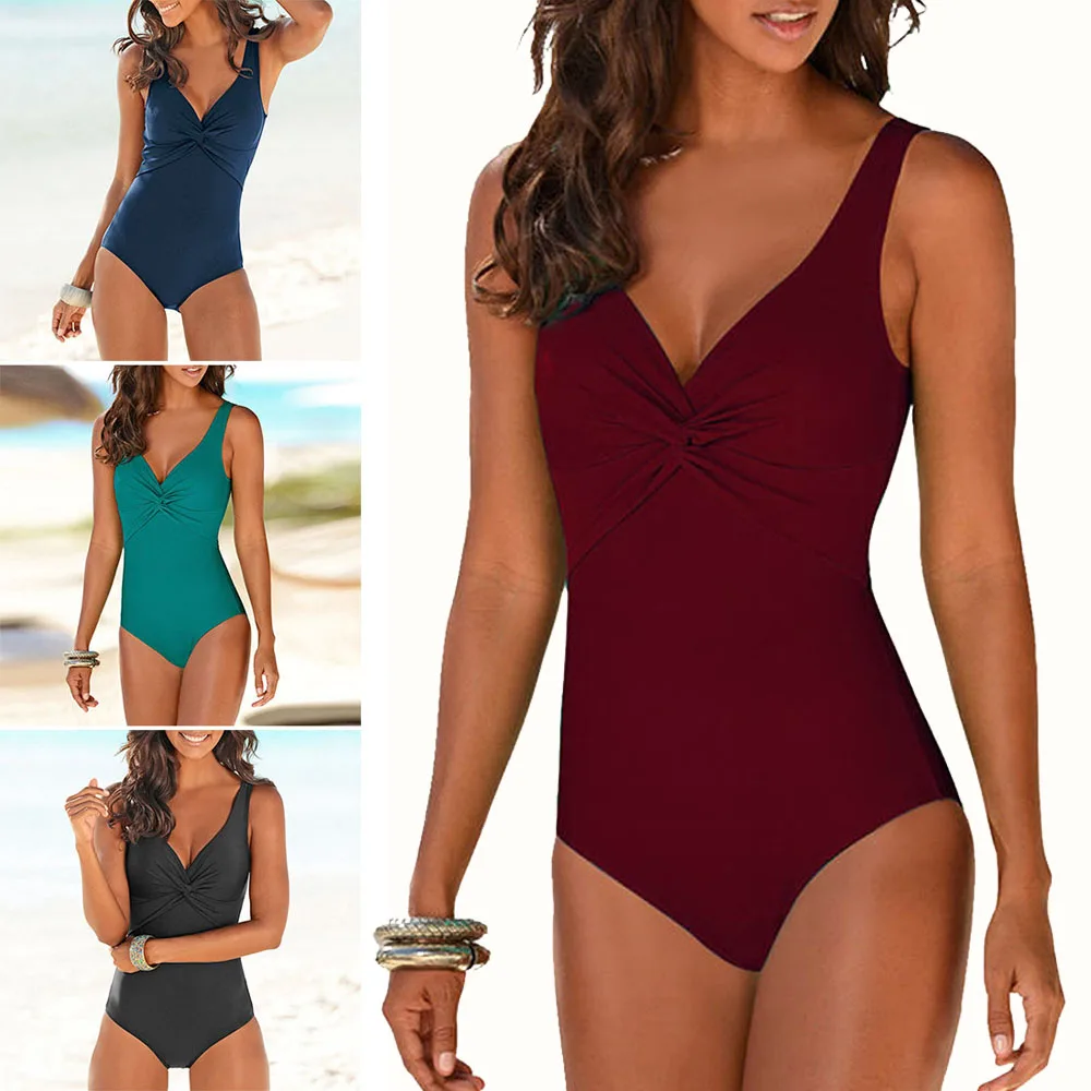 

Wrap One Piece Swimsuit Plus Size Swimwear Women Solid Monokini High Cut Trikini Black Bathing Suit S-4XL Beachwear Open Back