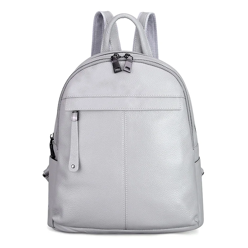 Aodux 2 размера белые серебряные рюкзаки из натуральной коровьей кожи женский рюкзак первый слой воловьей кожи Школьные сумки комплектующие черного цвета - Цвет: Light Gray