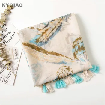 

KYQIAO Women boho hijab scarf 2020 female autumn spring Spain style bohemian ethnic long print scarves neckerchief