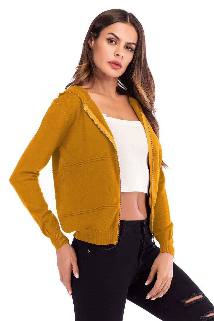 Gladiolus 2018 Knitted Women Autumn Coat Long Sleeve Winter Red Slim Zipper Hooded Women Jacket Fashion Ladies Coats Outerwear (20)