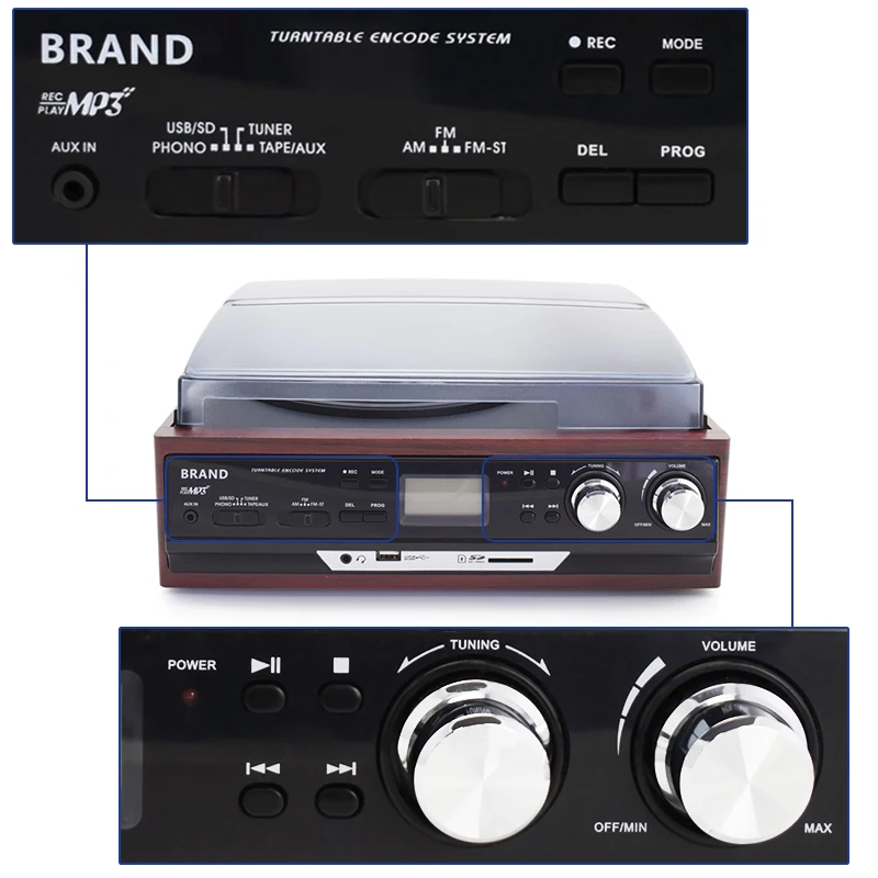 LoopTone Bluetooth Stereo Phono Turntable Vinyl LP