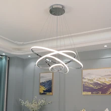Neo brilho cromado moderno led lustre para sala de jantar sala estar moderno lustre anéis circel lustre