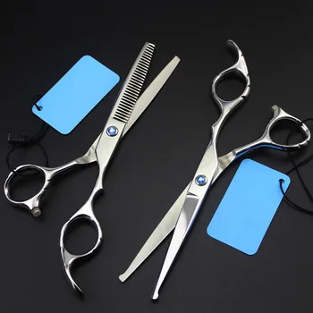 

professional 6 inch Japan 440c Round head cut hair scissors makeup hair cutting barber thinning shears hairdressing scissors set