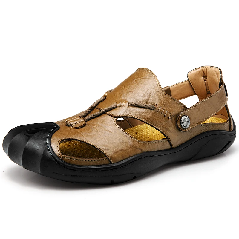 Plus Size 39 46 Summer Men's Genuine Leather Sandals Outdoor