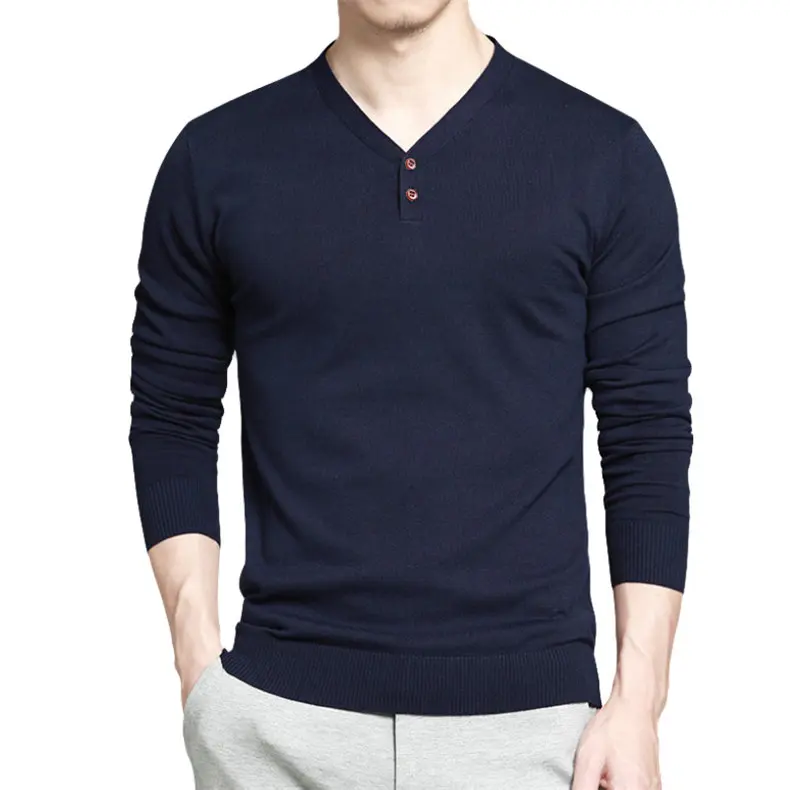5colors 2018 Spring Men Sweaters Combed Cotton V neck Long Sleeve Knitted Polo Shirts Men Pullovers Autumn M-4XL Muls Brand New-01