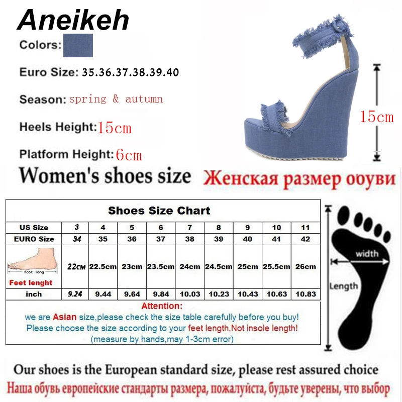 Aneikeh 2018 осенние модные сексуальные холщовые туфли на танкетке с высоким каблуком