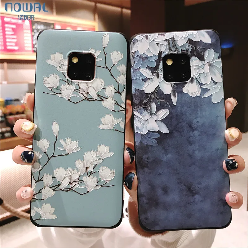 

Retro Lily Flower Branch Phone Case For Huawei Mate 20 Pro P20 Lite Nova 3E Soft Cover Back Coque For Huawei P20 Pro Capa Fundas