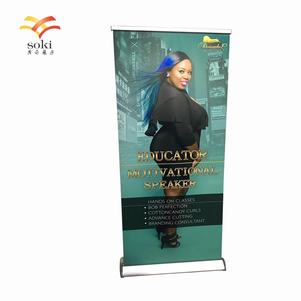 85*200 double sided roll up banner stand with custom logo for exhibition