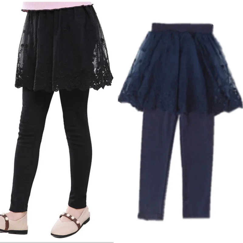 

4 to 14 years kids & big girls cotton lace skinny casual skirt pants children spring summer autumn princess skirt leggings