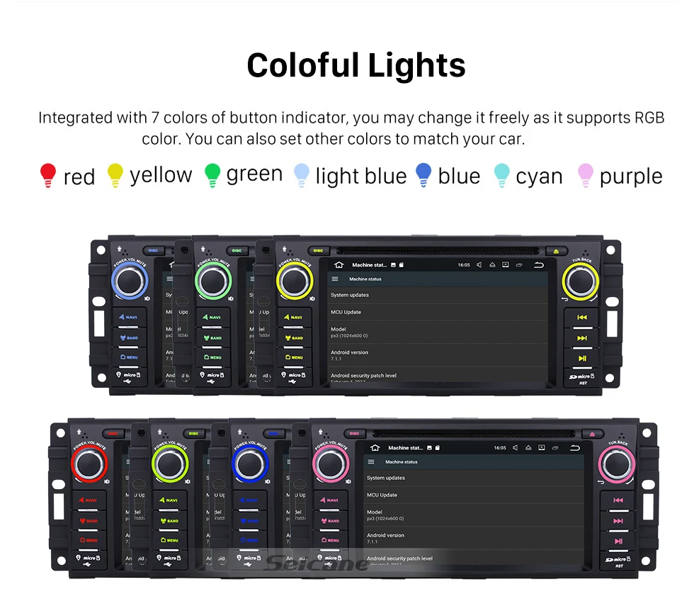 Sale Seicane 7" Android 7.1 1 DIN car DVD Radio GPS Bluetooth System for Jeep Grand Cherokee with USB WIFI AUX Support DAB 1080P DVR 17