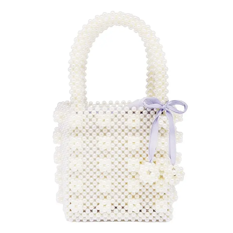 

Womens Beaded Handbags Handmade Weave Tote Bags, Transparent