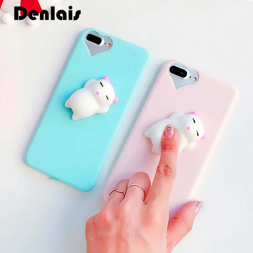 New Cute Case Squishy Sleeping Cat Animal Phone Cases For iphone 6 6s 6plus 7 7Plus Cartoon Soft ...